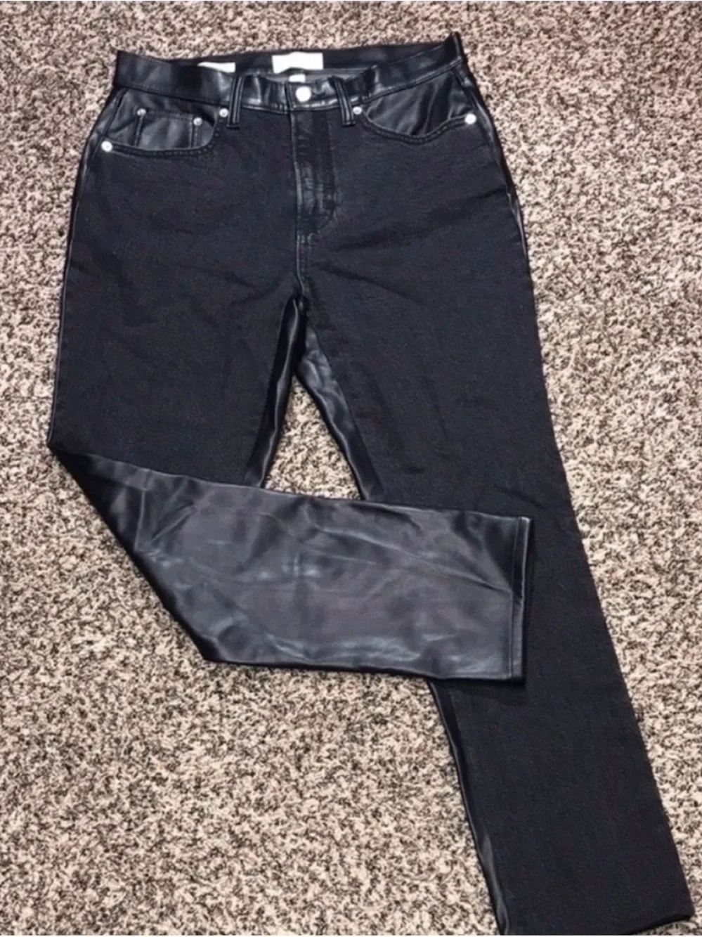 Universal Thread Dual Fabric High-Rise Slim Straight Jeans with Faux Leather
